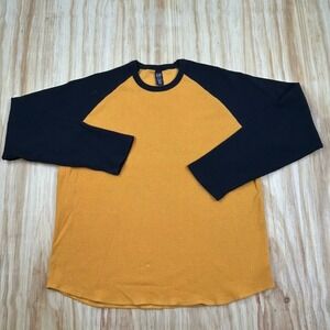 Vintage Gap Thermal Shirt‎ Men's XL Blue Yellow Boxy Crop Two Tone Waffle y2k